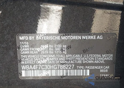 2017 BMW 430I Gran Coupe from USA, damaged, VIN WBA4F7C30HG788227